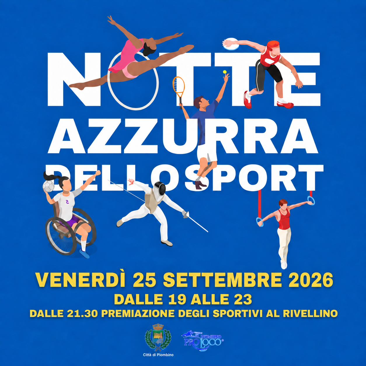 Notte Azzurra 2026: venerd� 25 settembre lo sport anima il centro di Piombino